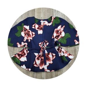 Marina Kaneva Blue Floral Blouse Top Sz 10